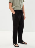 SOLID LINO SDALLAN ELASTICATED TRUE BLACK