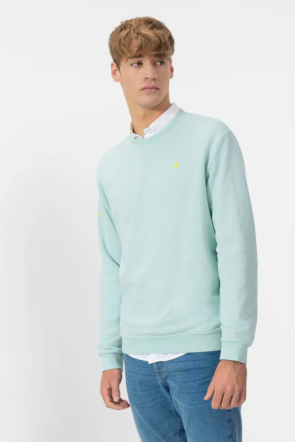 EL PULPO BÁSICA BORDADO CONTRASTE SUDADERA AZUL TURQUESA