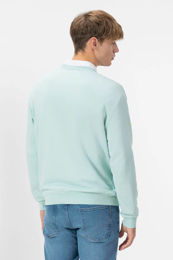 EL PULPO BÁSICA BORDADO CONTRASTE SUDADERA AZUL TURQUESA