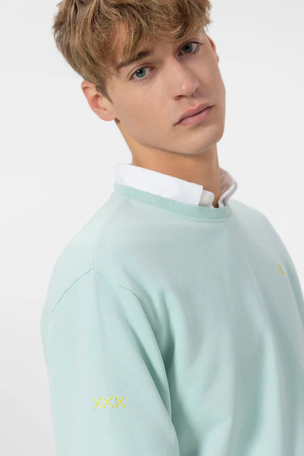EL PULPO BÁSICA BORDADO CONTRASTE SUDADERA AZUL TURQUESA