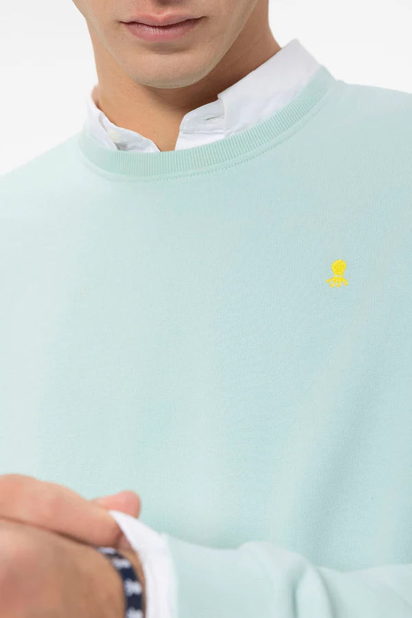 EL PULPO BÁSICA BORDADO CONTRASTE SUDADERA AZUL TURQUESA