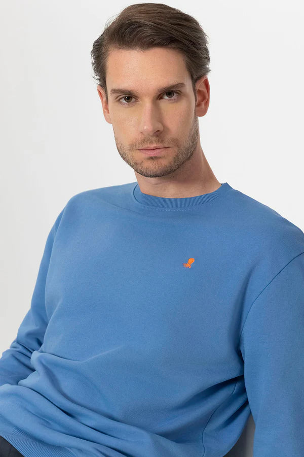 EL PULPO BÁSICA BORDADO CONTRASTE SUDADERA AZUL ÍNDIGO