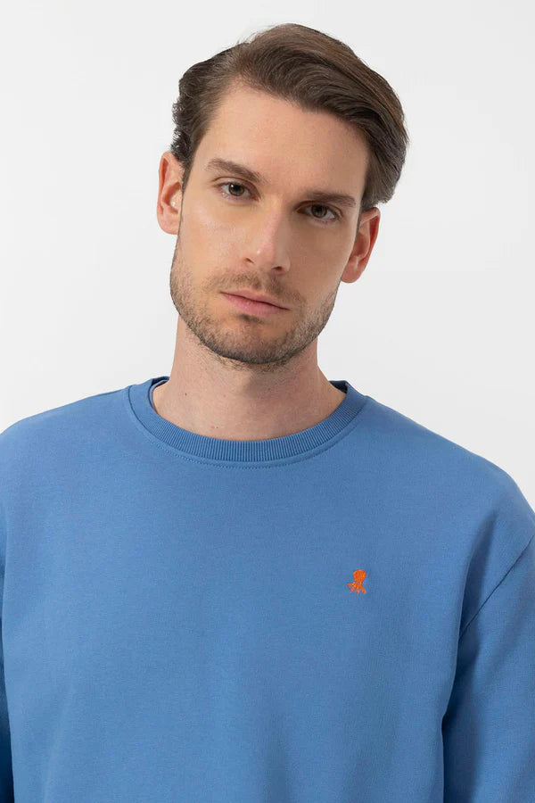 EL PULPO BÁSICA BORDADO CONTRASTE SUDADERA AZUL ÍNDIGO