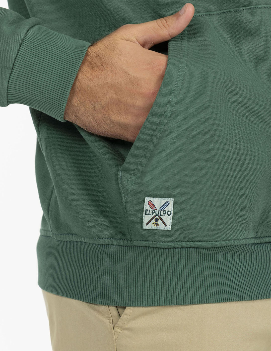 EL PULPO BASICA BORADO SUDADERA CON CAPUCHA VERDE