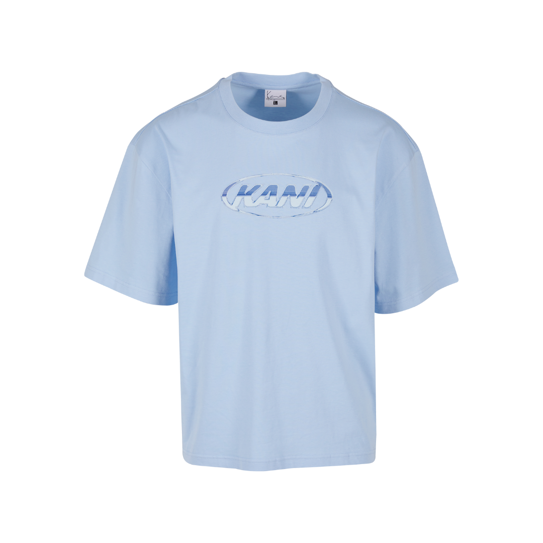 KARL KANI WOVEN CHROME LOGO CAMISETA OVERSIZE BOXY FIT AZUL CLARO