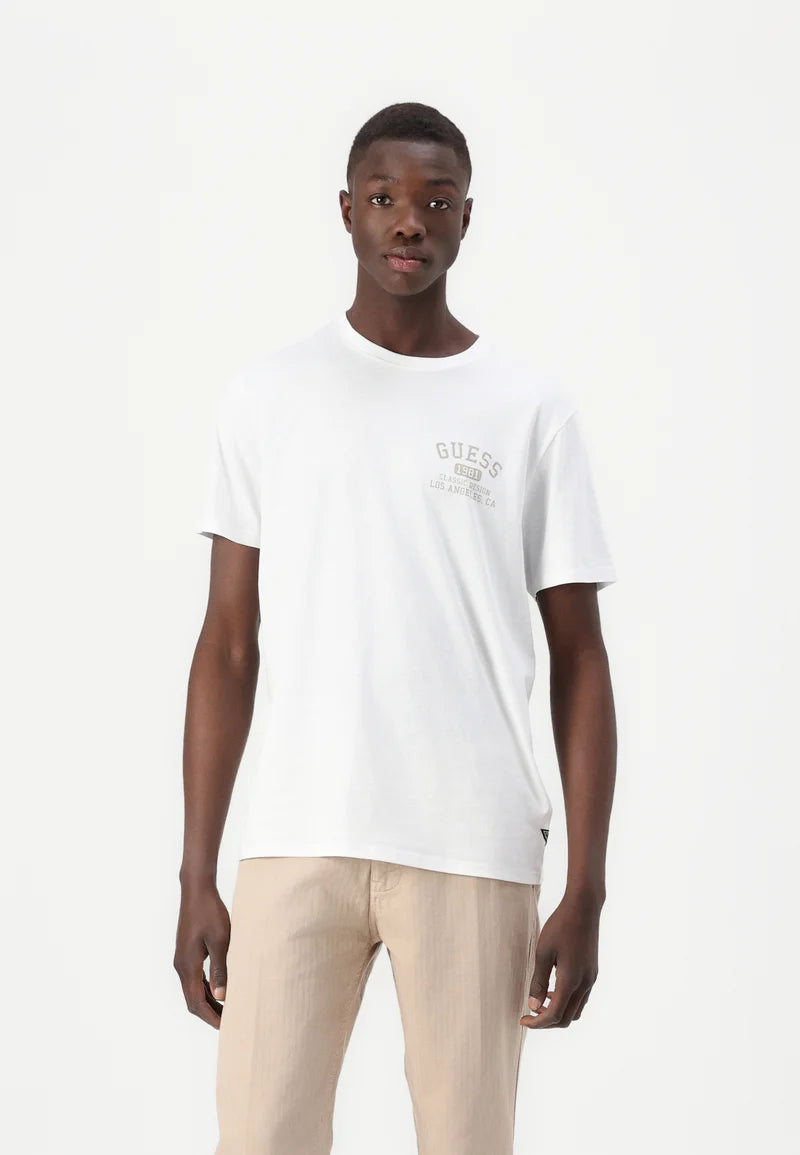 GUESS CLASSIC COLLEGIA CAMISETA REGULAR FIT BLANCA
