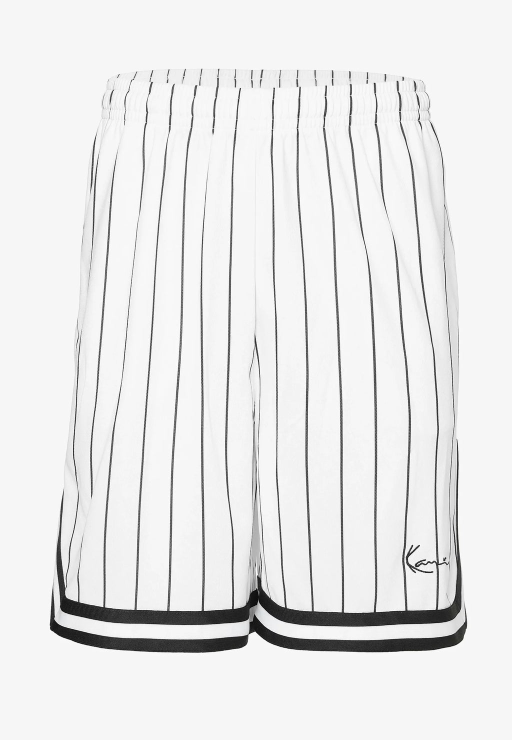 KARL KANI SMALL SIGNATURE PINSTRIPE BERMUDA MESH BLANCO / NEGRO