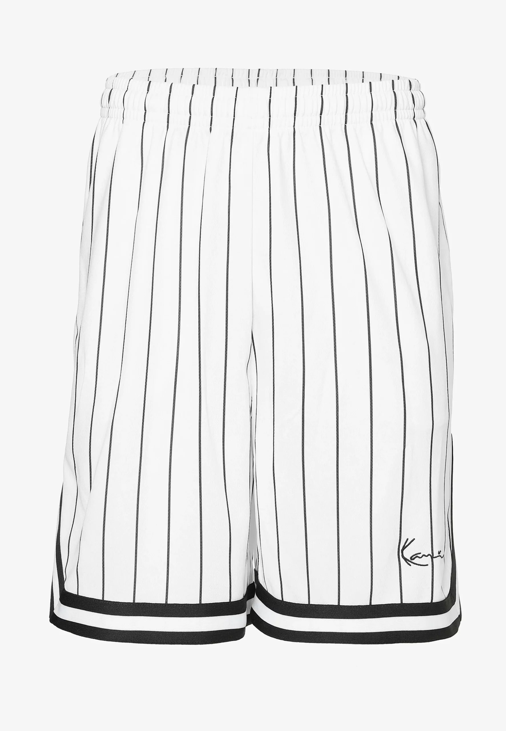 KARL KANI SMALL SIGNATURE PINSTRIPE BERMUDA MESH BLANCO / NEGRO