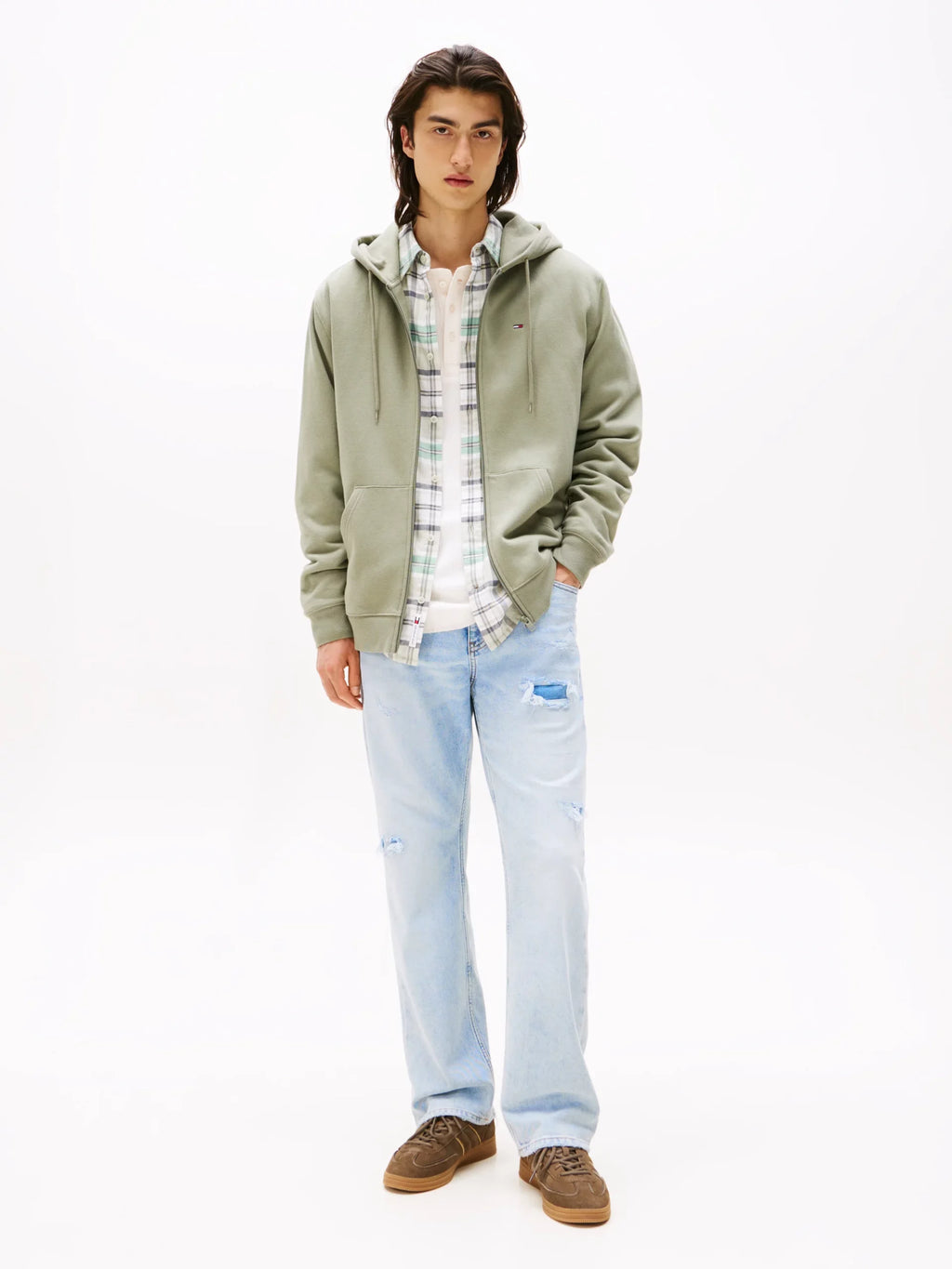 TOMMY JEANS SUDADERA CON CREMALLERA CON CAPUCHA REGULAR FIT VERDE