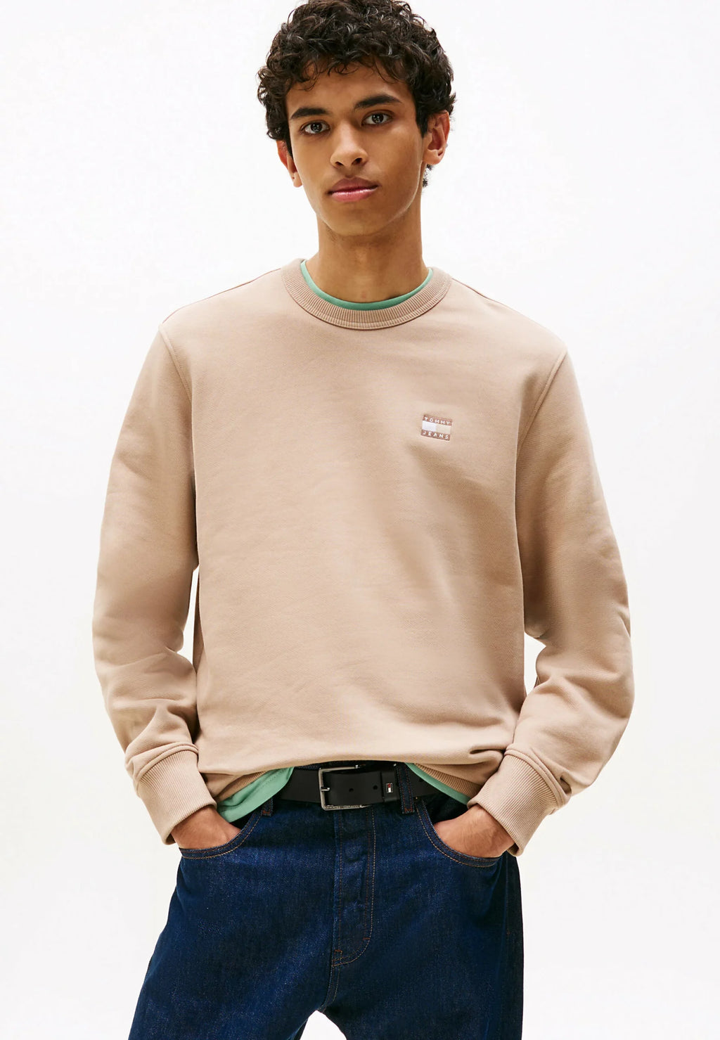 TOMMY JEANS SUDADERA SIN CAPUCHA LOOSE FIT BEIGE