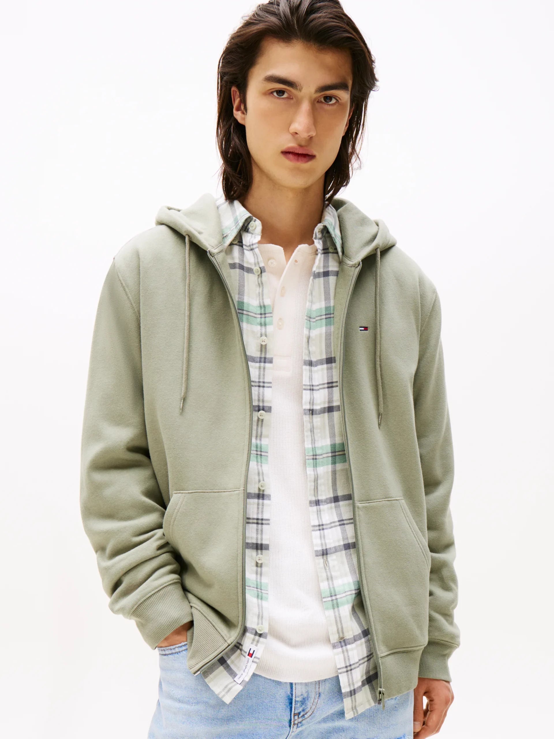 TOMMY JEANS SUDADERA CON CREMALLERA CON CAPUCHA REGULAR FIT VERDE