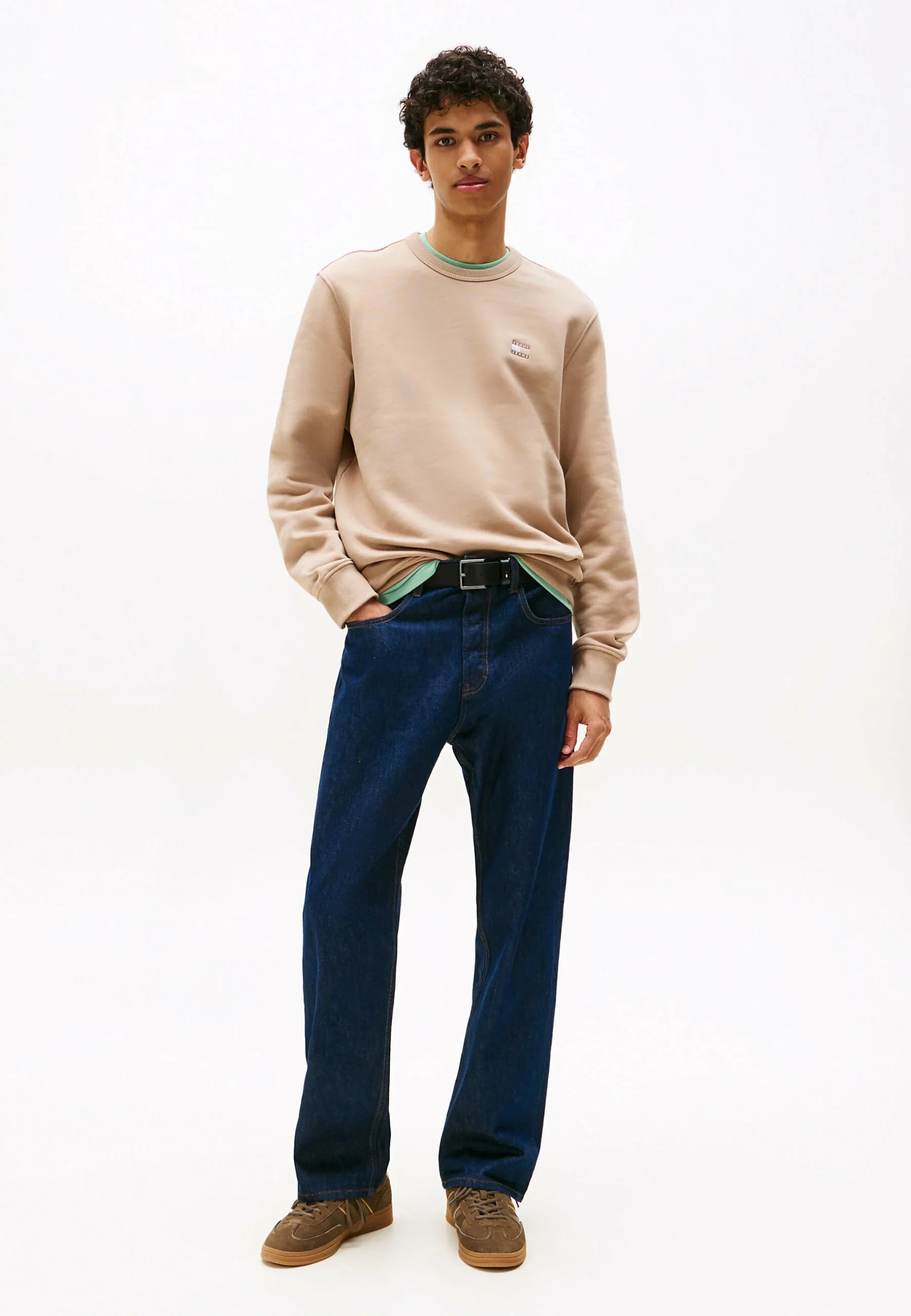 TOMMY JEANS SUDADERA SIN CAPUCHA LOOSE FIT BEIGE