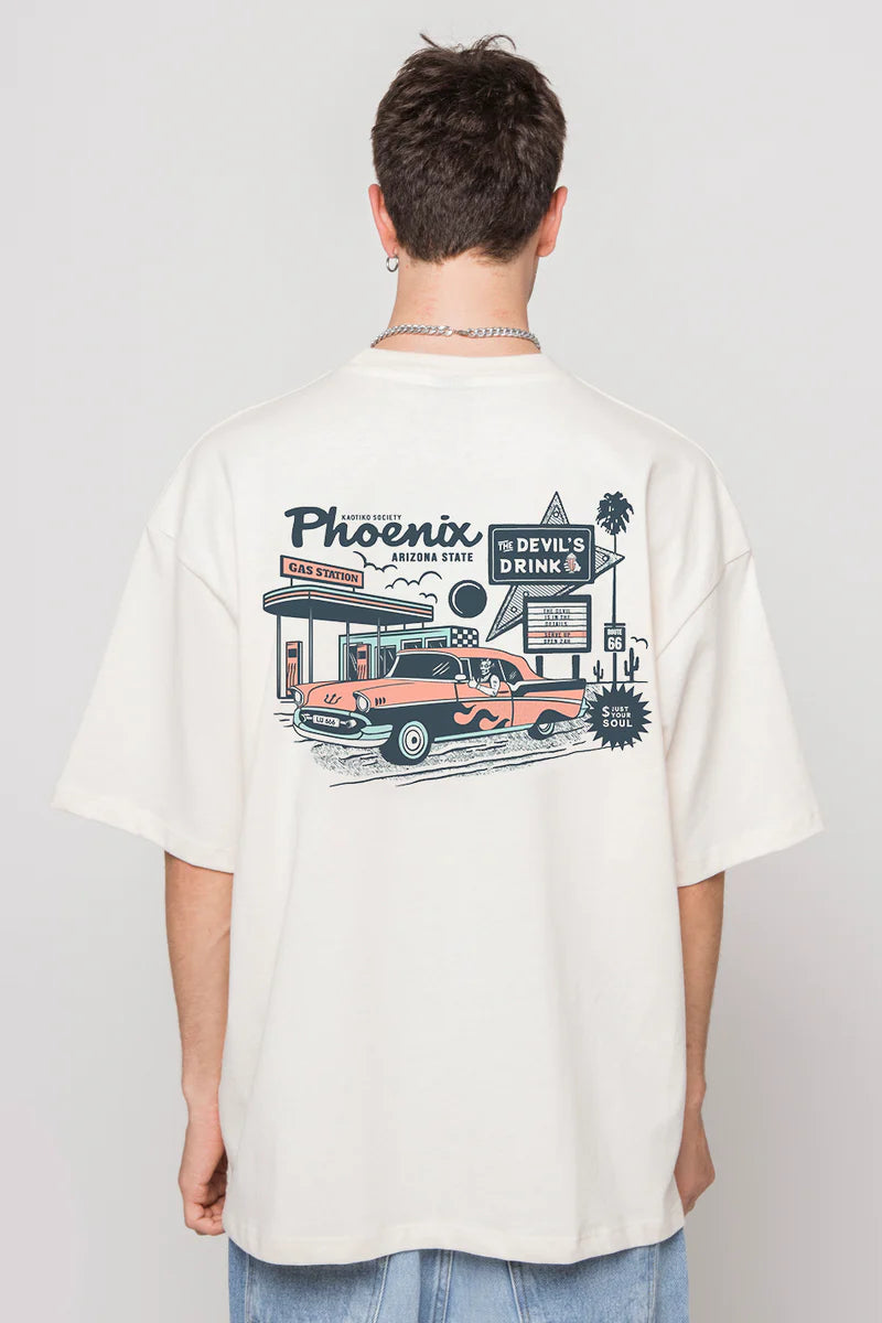 KAOTIKO GAS STATION CAMISETA OVERSIZE FIT ORGANIC COTTON BLANCA