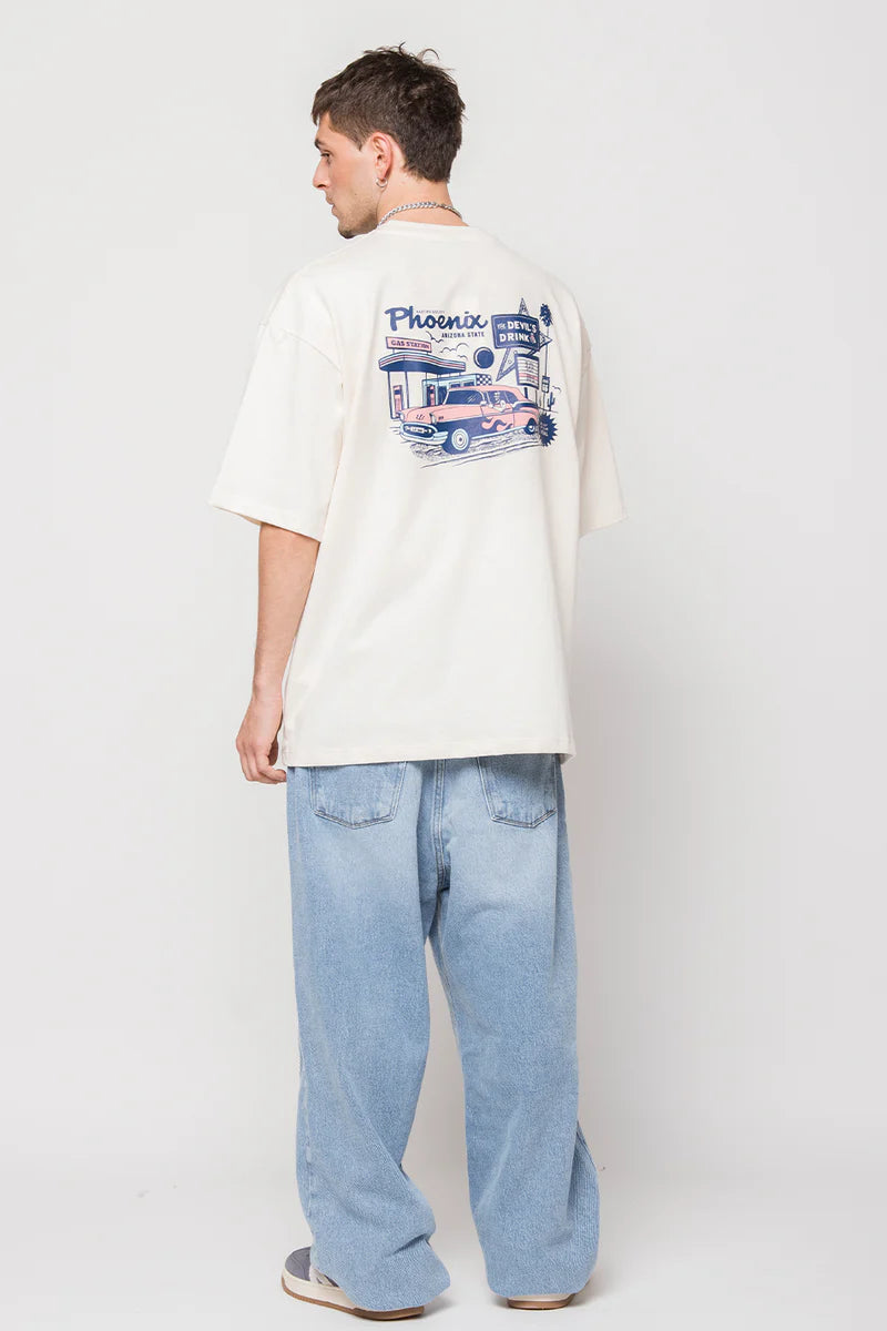 KAOTIKO GAS STATION CAMISETA OVERSIZE FIT ORGANIC COTTON BLANCA