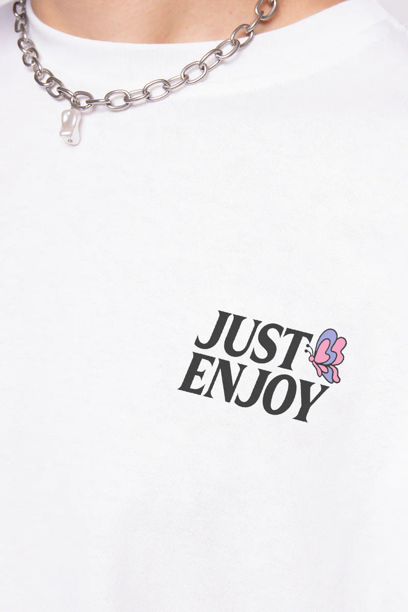 KAOTIKO JUST ENJOY CAMISETA ORGANIC COTTON OVERSIZE FIT BLANCA