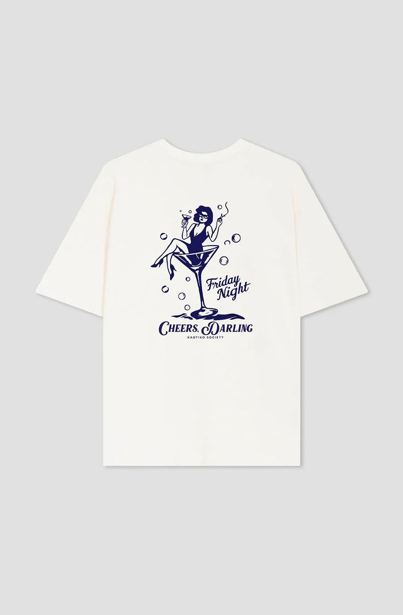 KAOTIKO CHEERS DARLING CAMISETA ORGANIC COTTON OVERSIZE FIT MARFIL