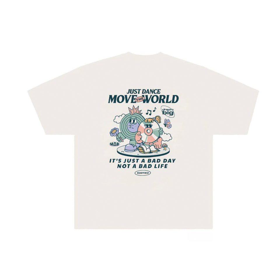 KAOTIKO WALKING RECORDS CAMISETA OVERSIZE FIT ORGANIC COTTON MARFIL