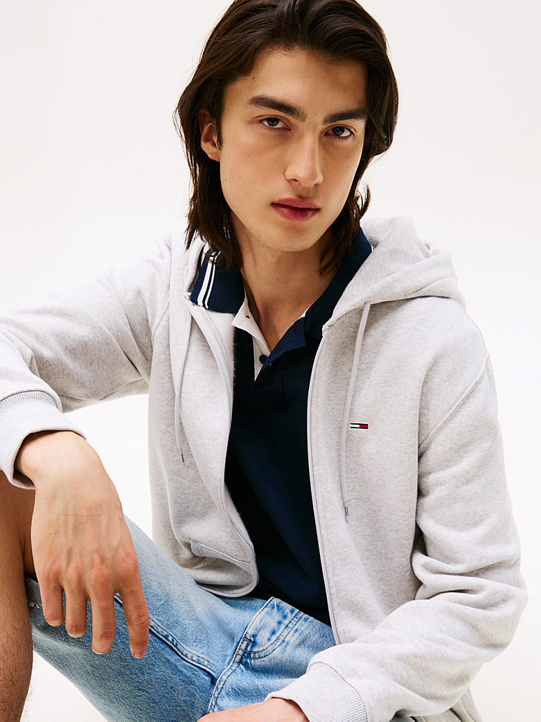 TOMMY JEANS SUDADERA CREMALLERA CON CAPUCHA REGULAR FIT GRIS CLARO