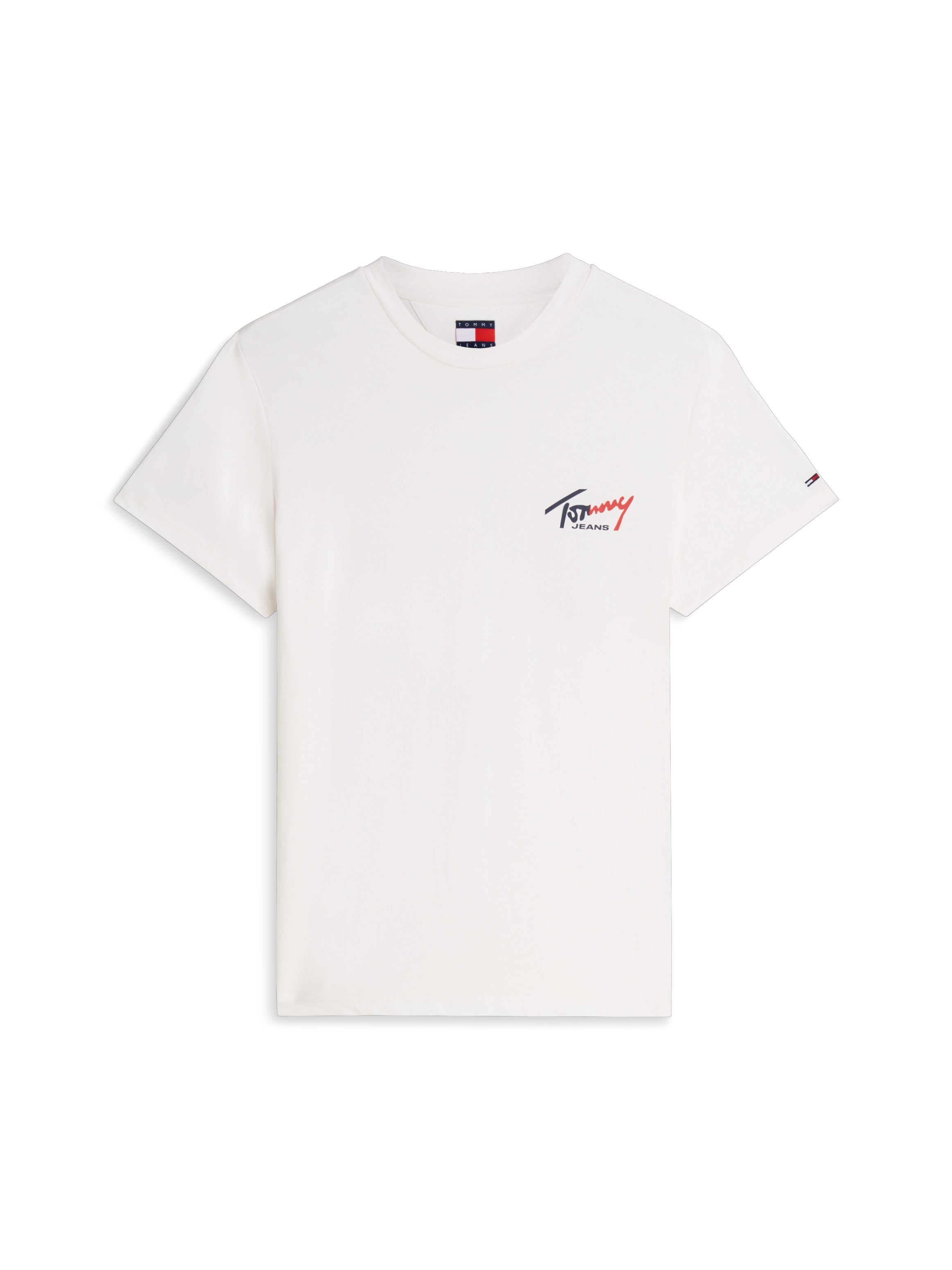 TOMMY JEANS CAMISETA LOGO PECHO 90´S MULTICOLOR SLIM FIT BLANCO ROTO