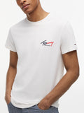TOMMY JEANS CAMISETA LOGO PECHO 90´S MULTICOLOR SLIM FIT BLANCO ROTO