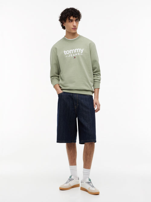TOMMY JEANS SUDADERA FINA LOGO LETRAS PECHO REGULAR FIT VERDE