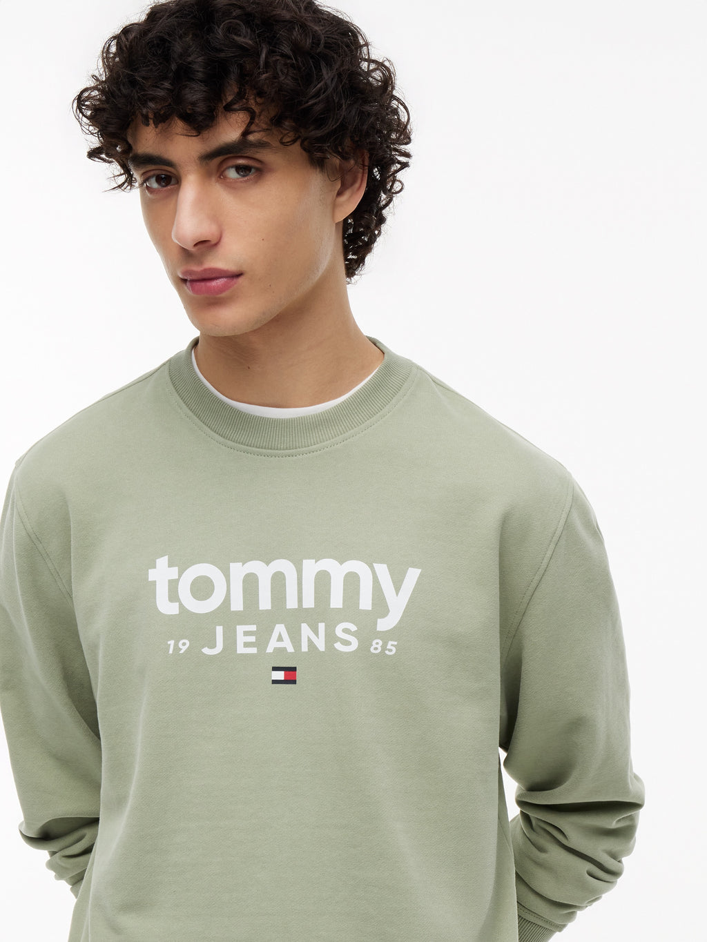 TOMMY JEANS SUDADERA FINA LOGO LETRAS PECHO REGULAR FIT VERDE