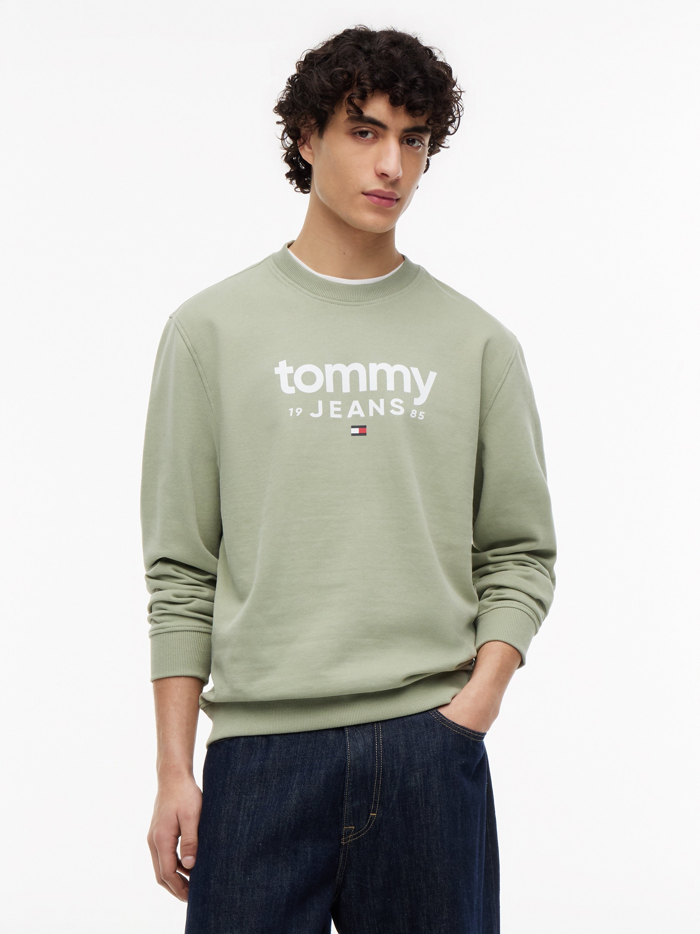 TOMMY JEANS SUDADERA FINA LOGO LETRAS PECHO REGULAR FIT VERDE