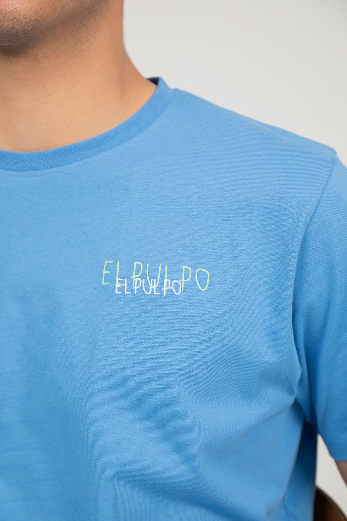 EL PULPO CAMISETA TRIPLE LOGO DESGASTADO SLIM AZUL