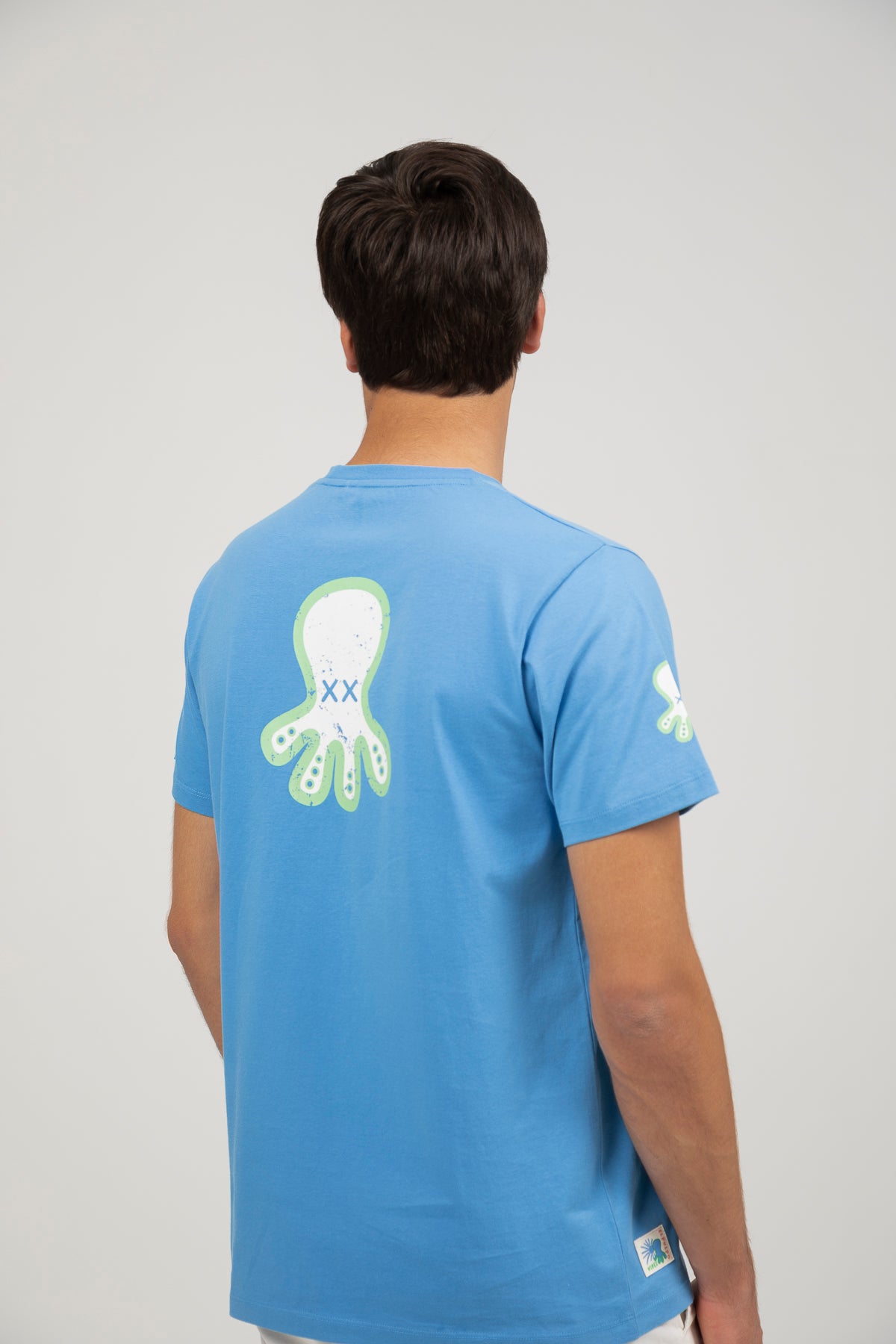 EL PULPO CAMISETA TRIPLE LOGO DESGASTADO SLIM AZUL