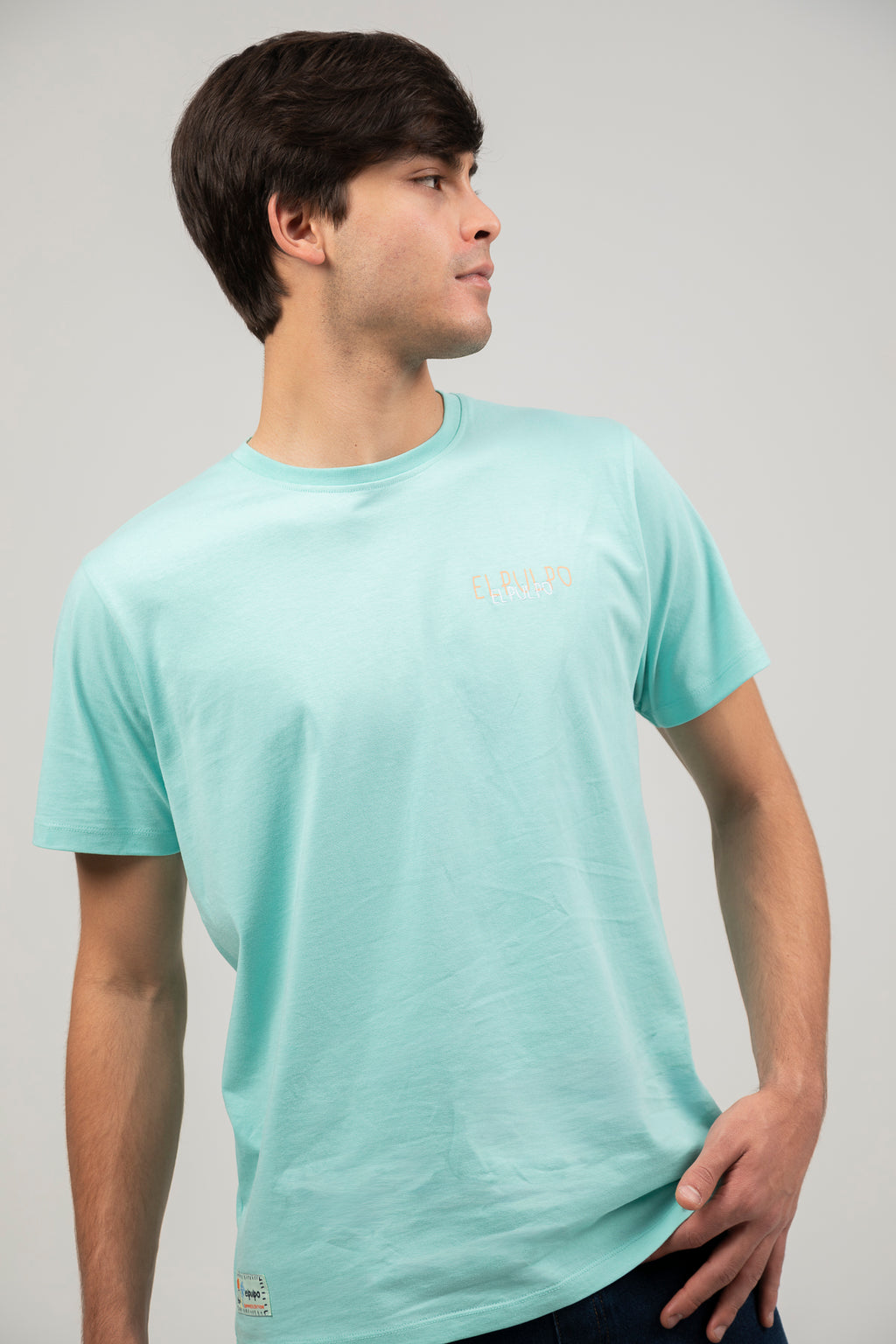 EL PULPO CAMISETA TRIPLE LOGO DESGASTADO SLIM VERDE