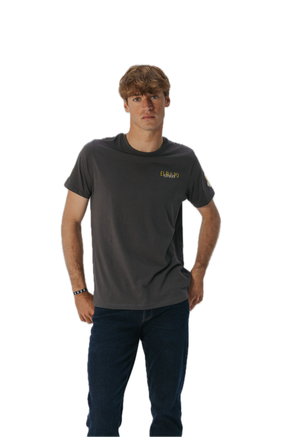EL PULPO CAMISTA ESTAMPADO TRIPLE LOGO AMARILLO DESGASTADO GRIS