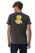 EL PULPO CAMISTA ESTAMPADO TRIPLE LOGO AMARILLO DESGASTADO GRIS