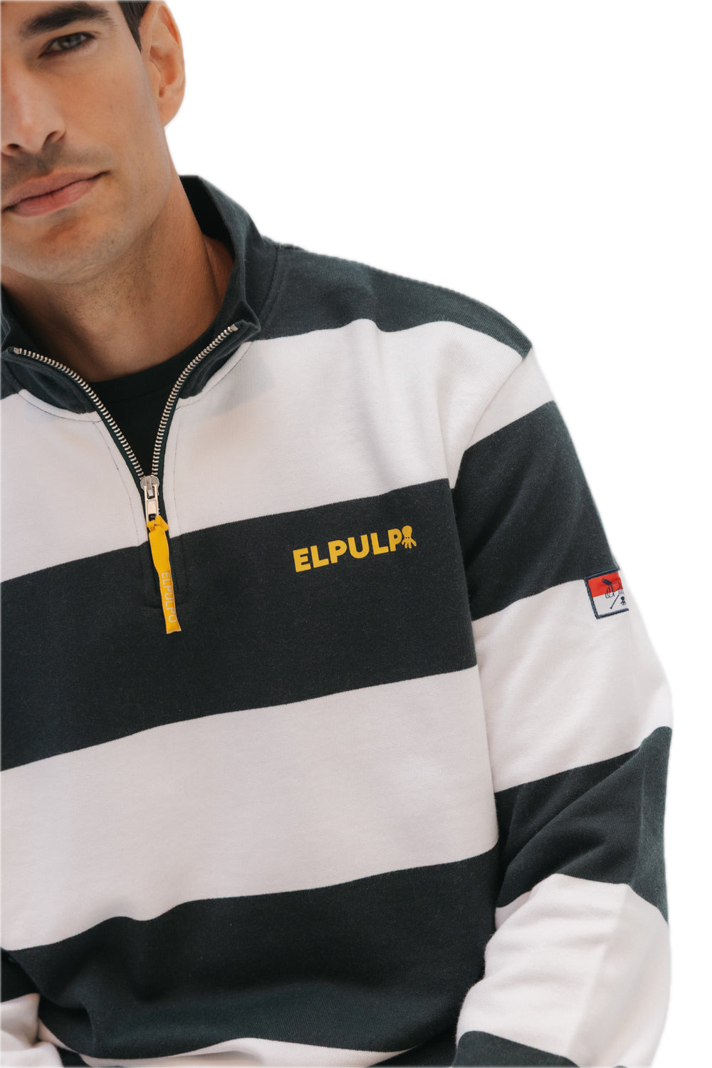 EL PULPO SUDADERA MEDIA CREMALLERA RAYAS VERDE