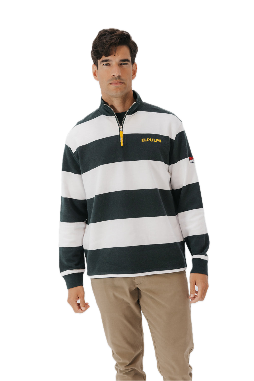 EL PULPO SUDADERA MEDIA CREMALLERA RAYAS VERDE