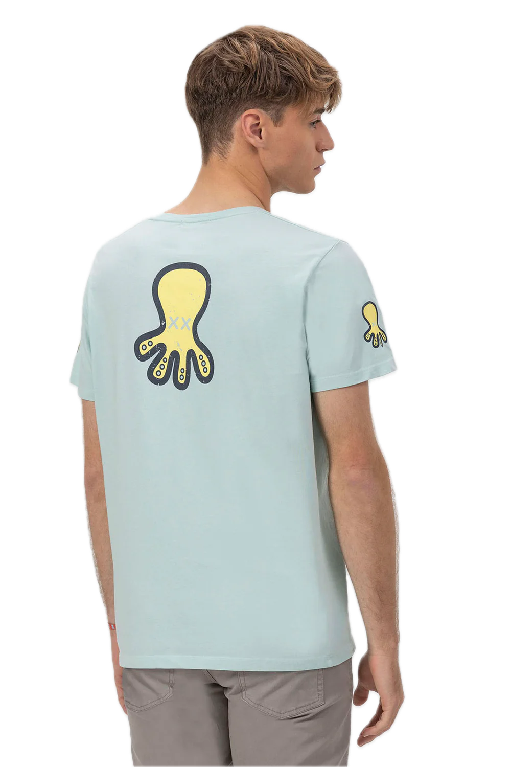 EL PULPO TRIPLE LOGO DIBUJADO CAMISETA AZUL TURQUESA