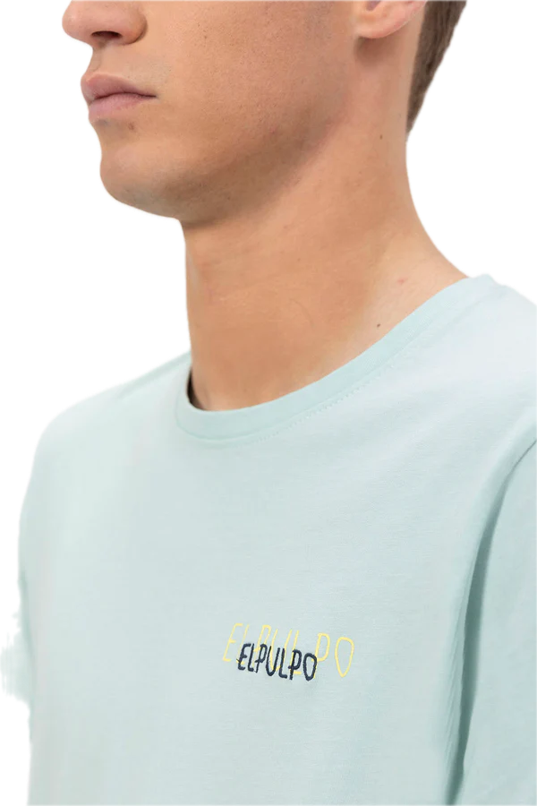 EL PULPO TRIPLE LOGO DIBUJADO CAMISETA AZUL TURQUESA