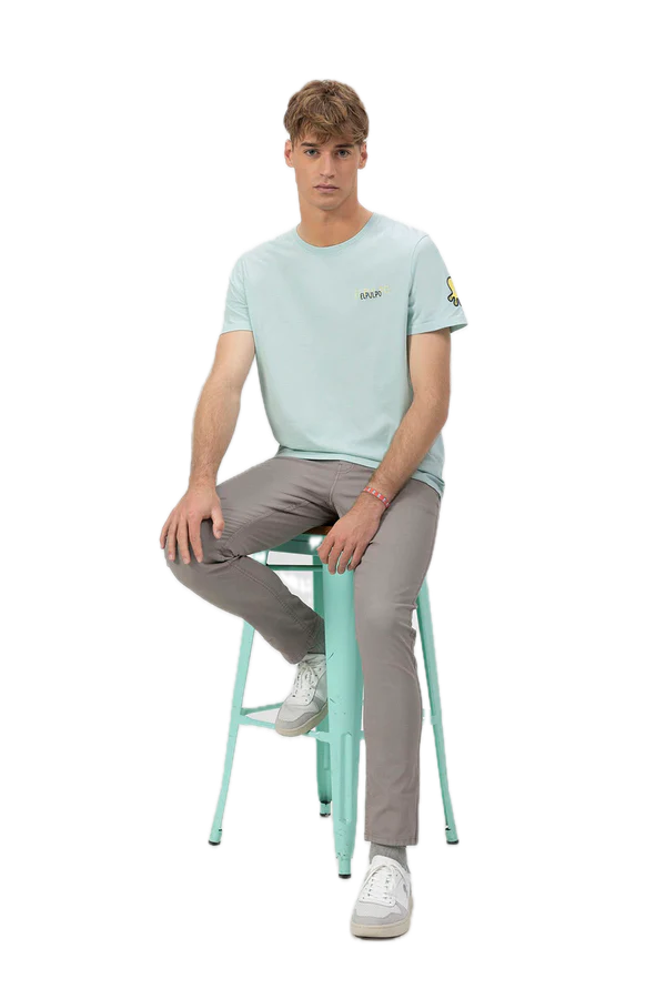 EL PULPO TRIPLE LOGO DIBUJADO CAMISETA AZUL TURQUESA