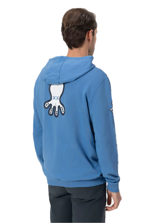 EL PULPO SUDADERA CAPUCHA LOGO TRIPLE DIBUJADO AZUL  INDIGO