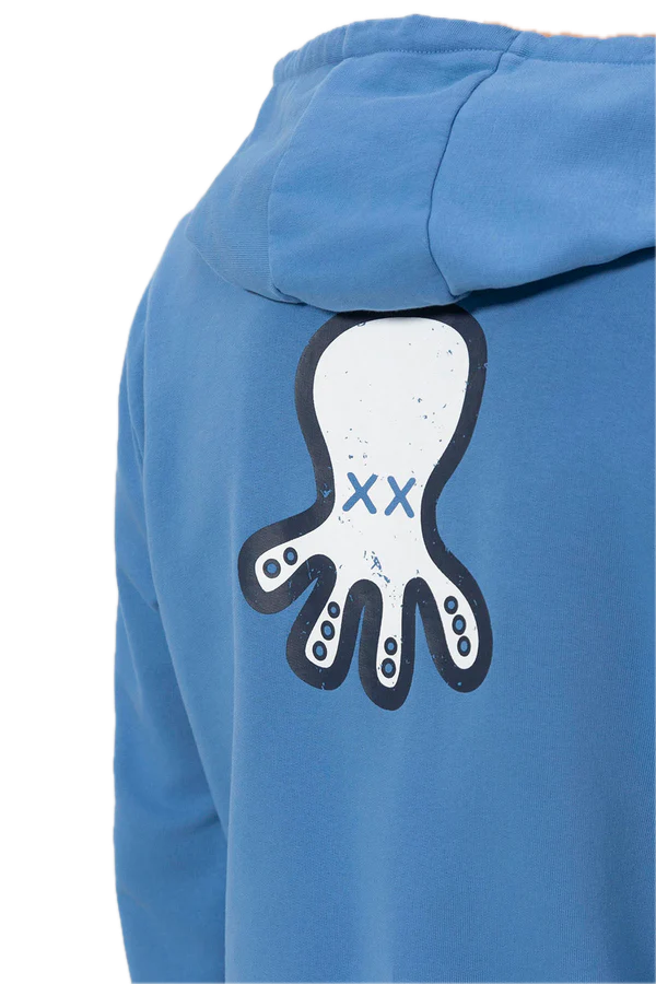 EL PULPO SUDADERA CAPUCHA LOGO TRIPLE DIBUJADO AZUL  INDIGO