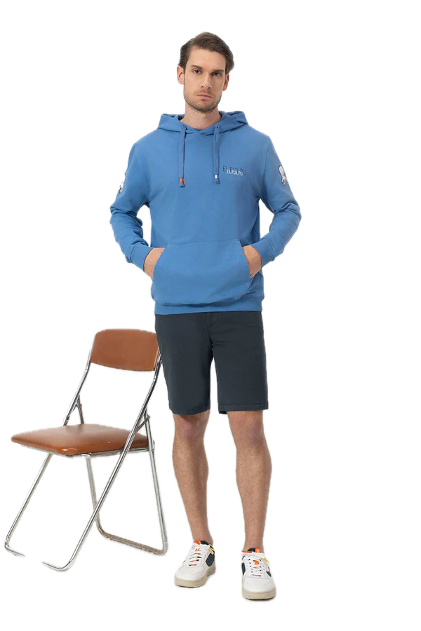 EL PULPO SUDADERA CAPUCHA LOGO TRIPLE DIBUJADO AZUL  INDIGO