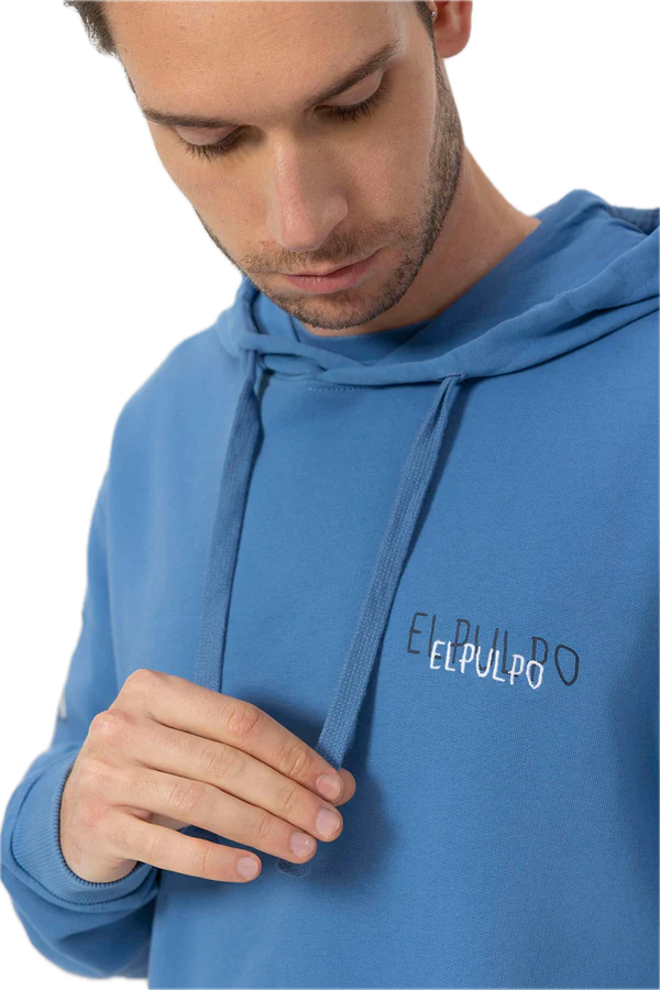 EL PULPO SUDADERA CAPUCHA LOGO TRIPLE DIBUJADO AZUL  INDIGO