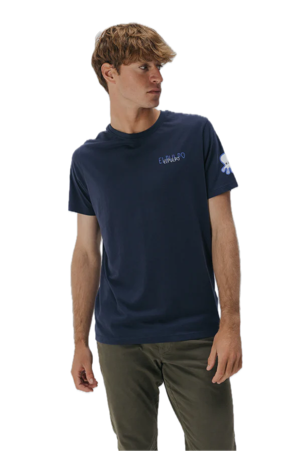 EL PULPO CAMISETA ESTAMPADO TRIPLE LOGO DESGASTADO AZUL MARINO DELAVE