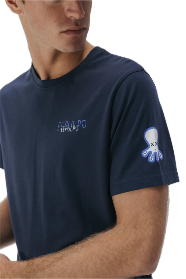 EL PULPO CAMISETA ESTAMPADO TRIPLE LOGO DESGASTADO AZUL MARINO DELAVE