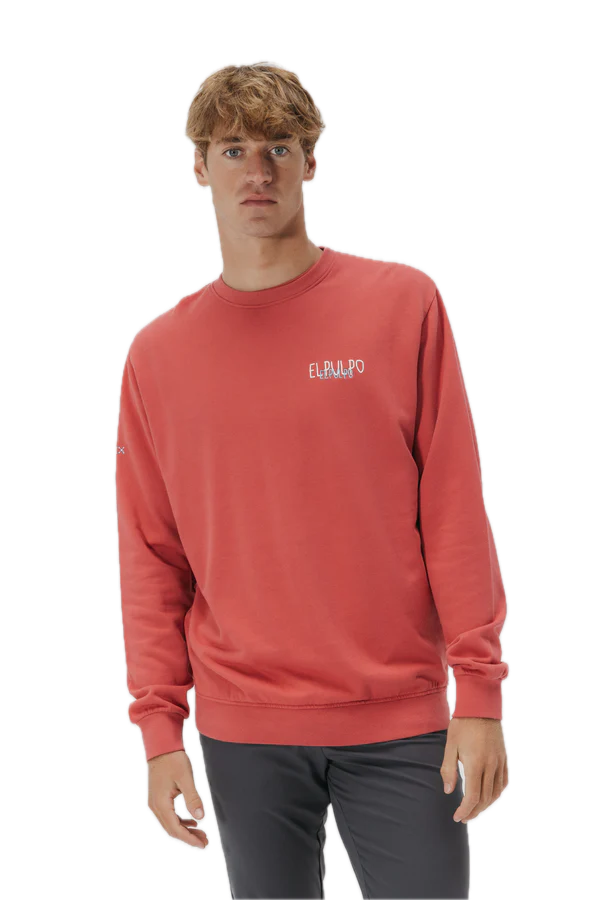 EL PULPO SUDADERA LOGO TEJIDO MELANGE ROJO DELAVE