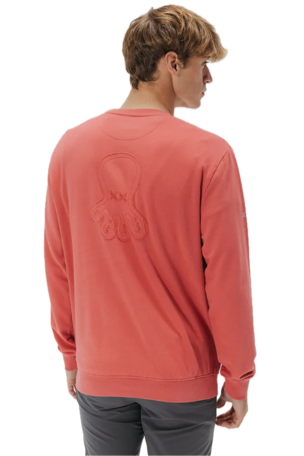 EL PULPO SUDADERA LOGO TEJIDO MELANGE ROJO DELAVE