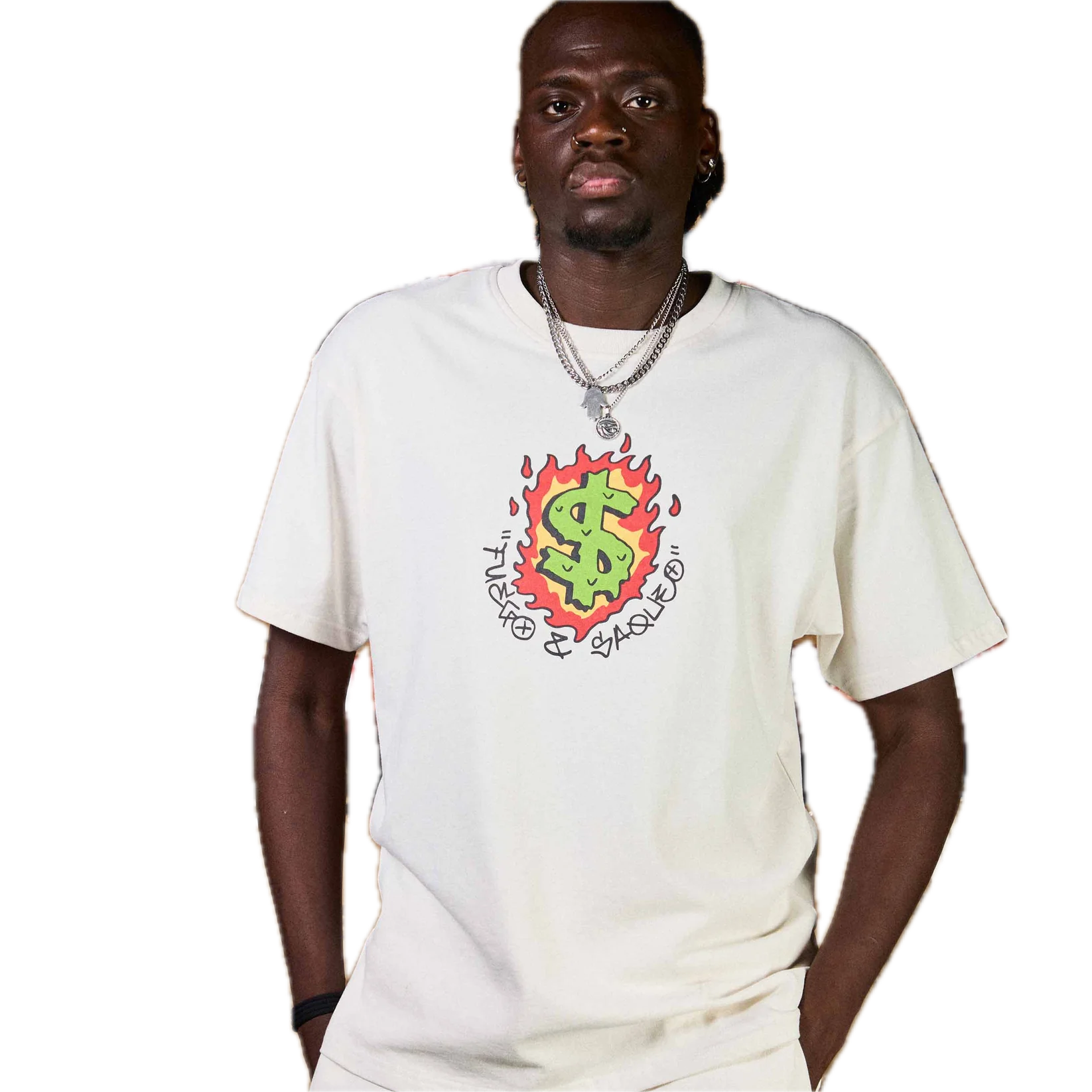 GRIMEY THE SHELTER BUCKS TO BURN CAMISETA REGULAR FIT BLANCO ROTO