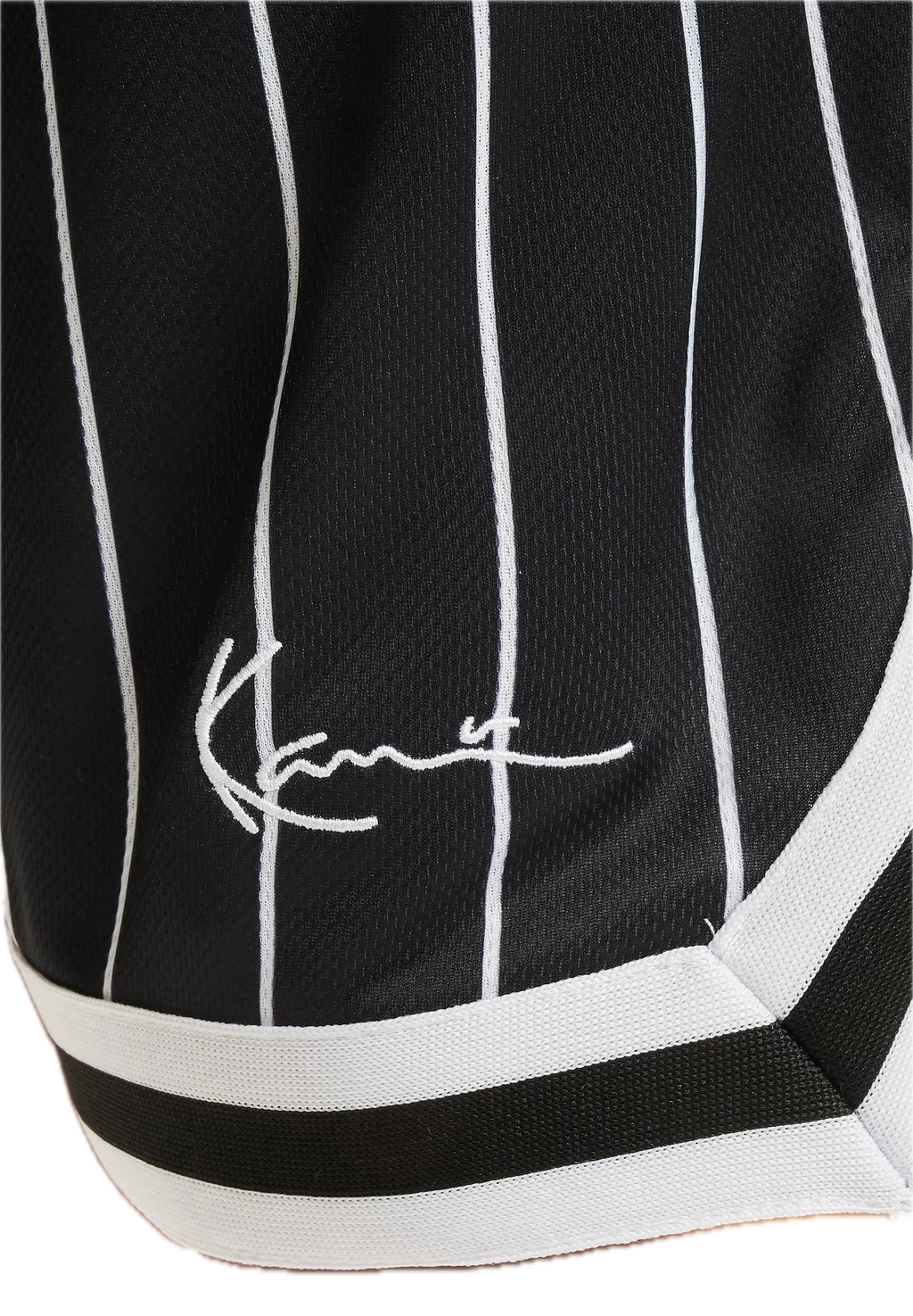 KARL KANI SMALL SIGNATURE PINSTRIPE BERMUDA NEGRA