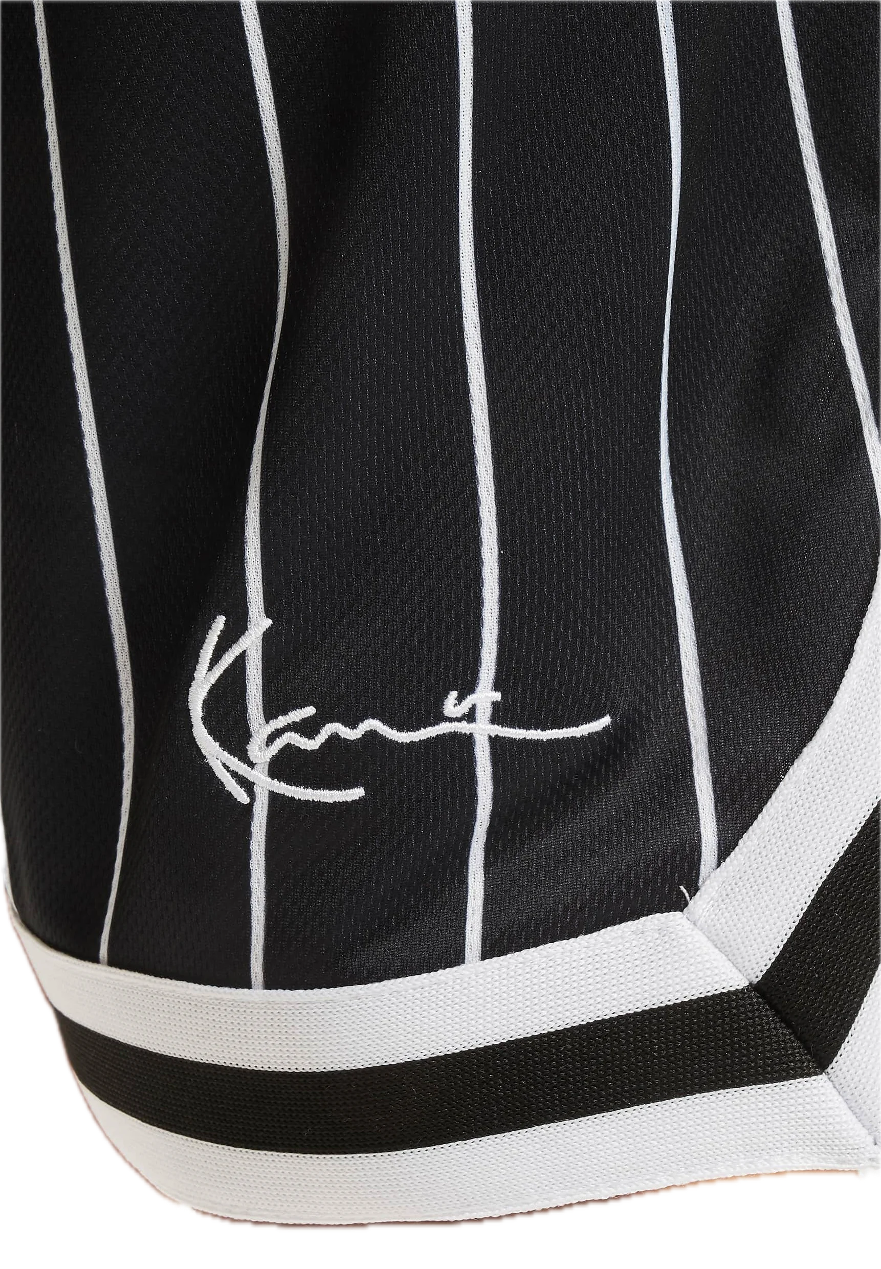 KARL KANI SMALL SIGNATURE PINSTRIPE BERMUDA NEGRA