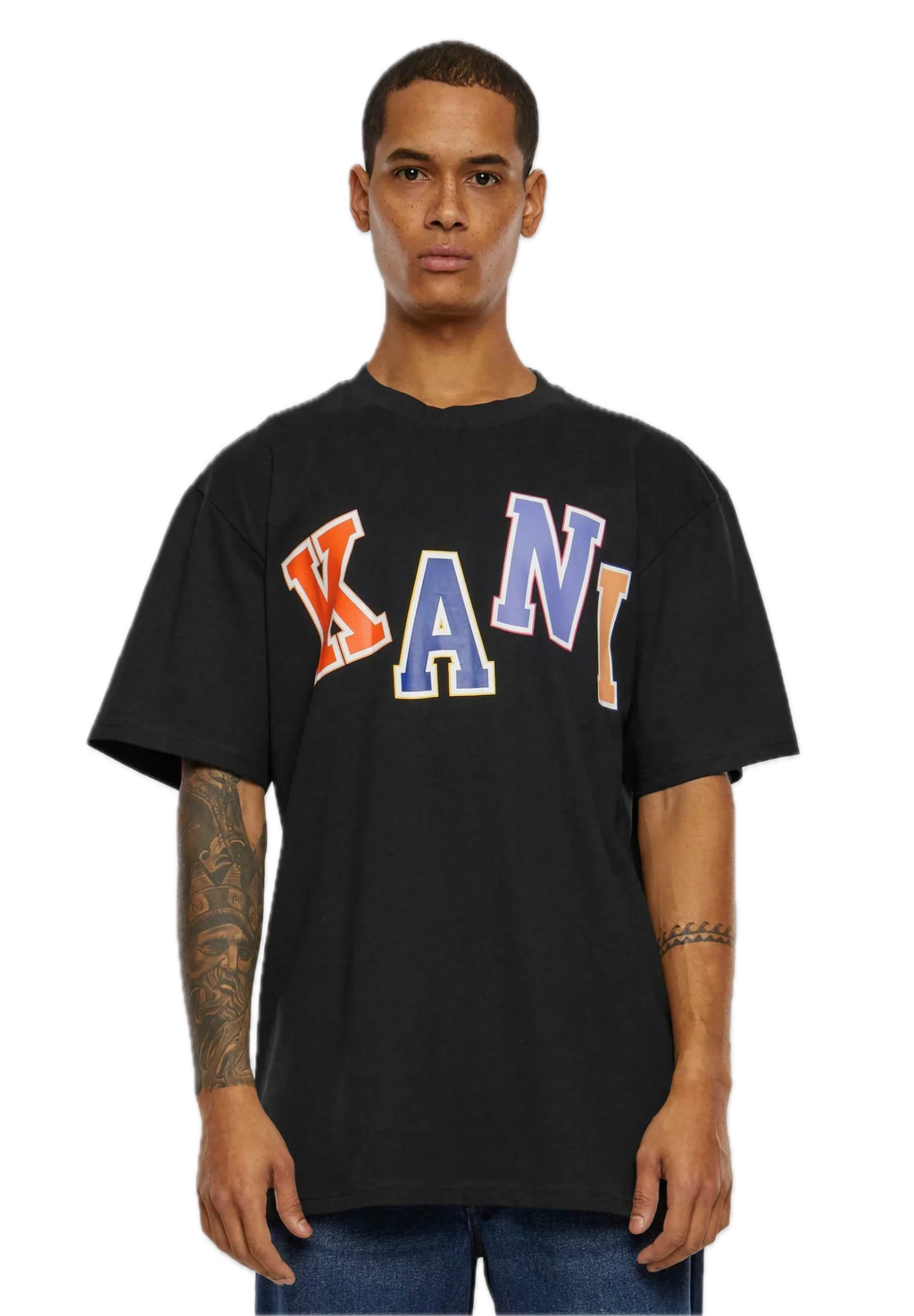 KARL KANI WOVEN SIGNATURE MULTICOLOR LOGO CAMISETA NEGRA