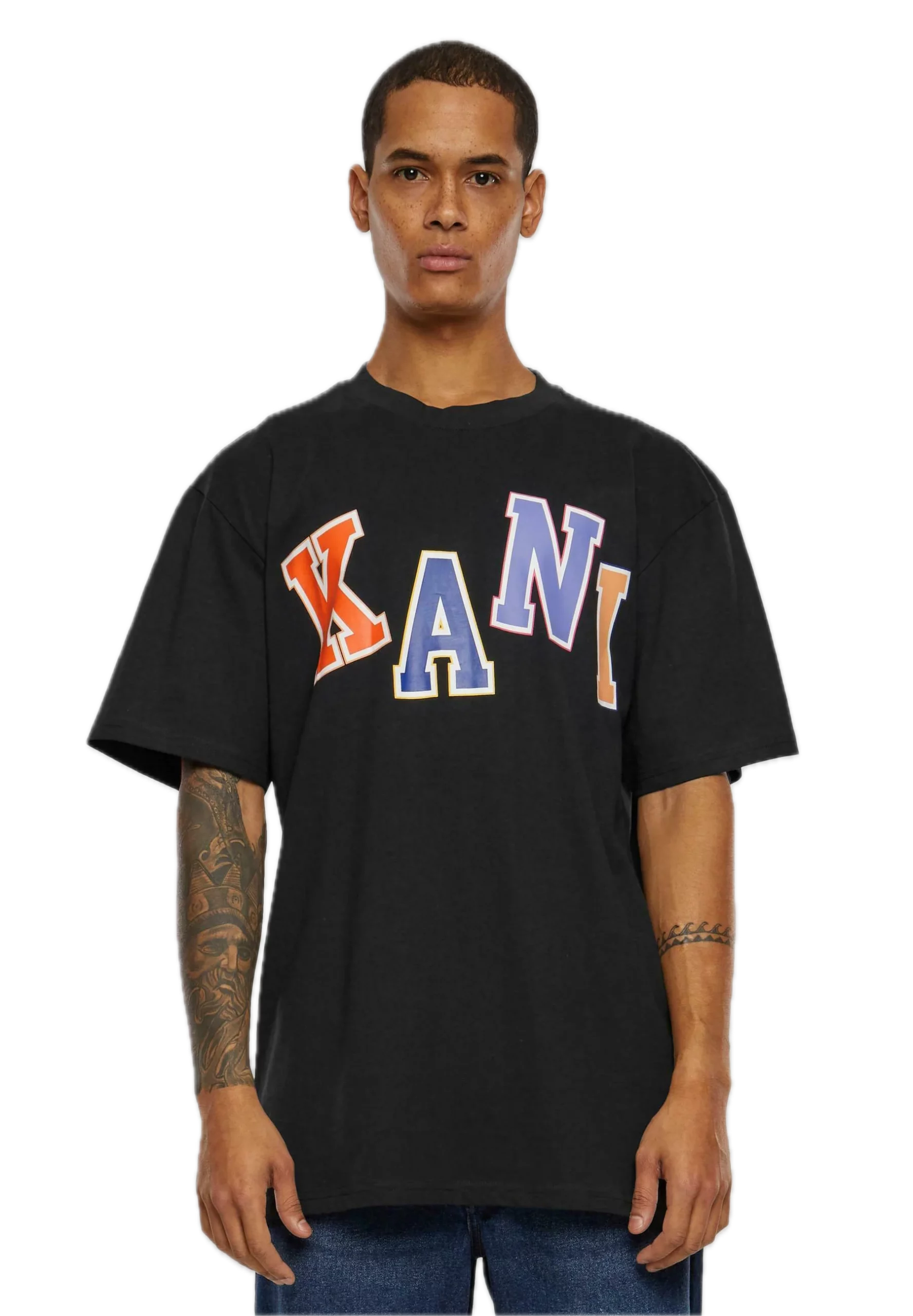 KARL KANI WOVEN SIGNATURE MULTICOLOR LOGO CAMISETA NEGRA